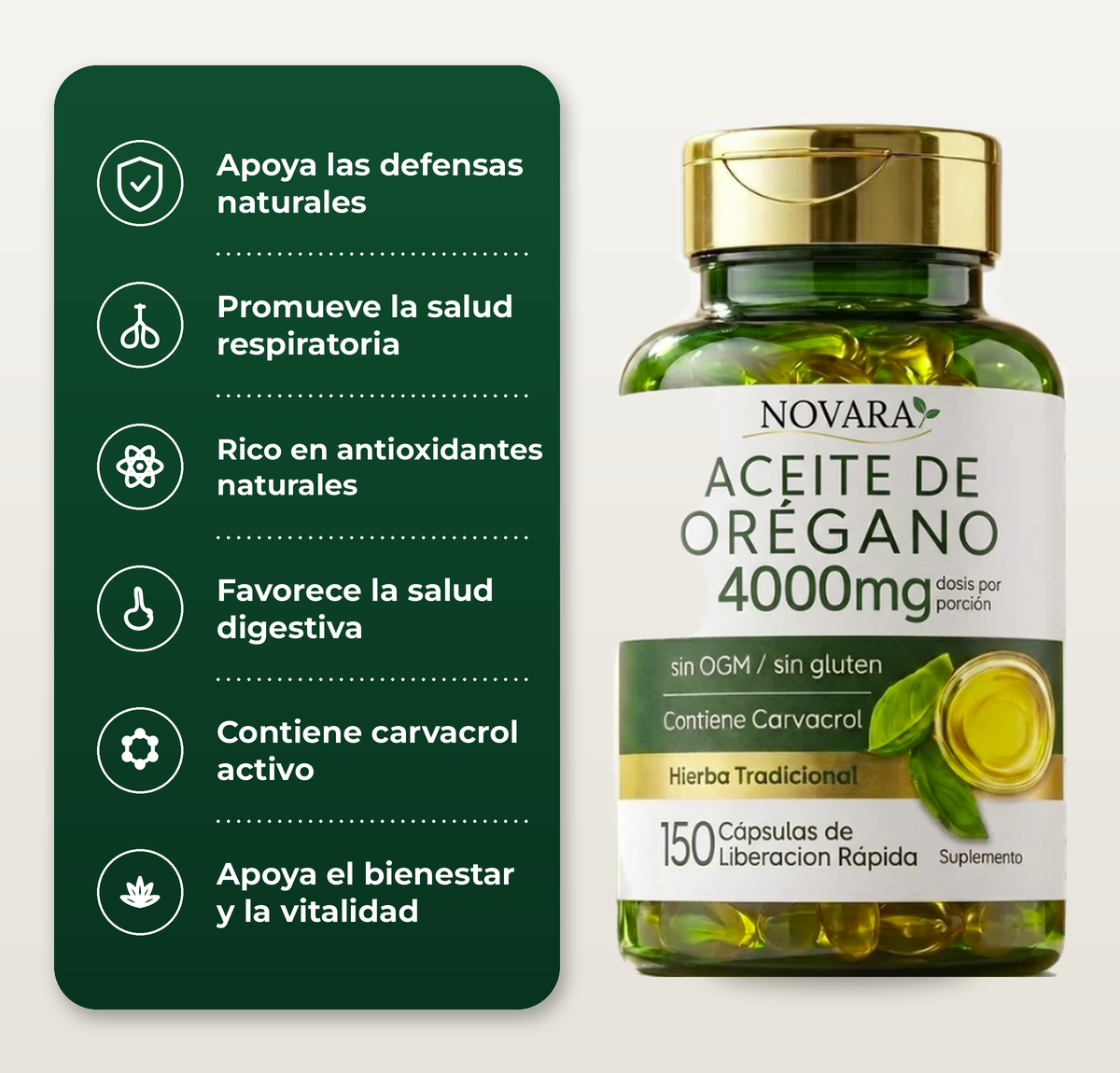 Aceite de Orégano – 4000mg Carvacrol Softgels